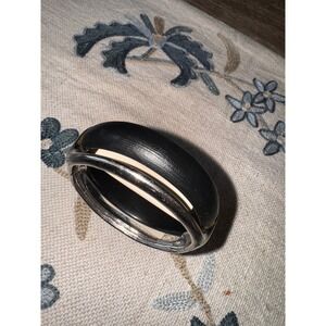 Alexis‎ Bittar Hinged Bangle Bracelet Black Lucite Silver Tone Modern Designer